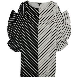 Alfani Womens Colorblocked Ruffle-Sleeve Flounce Dress, Black, NWT